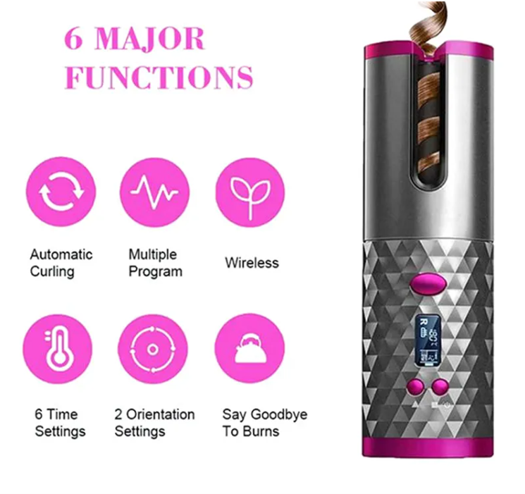 Cordless Automatic Hair Curler 6 Major Functions