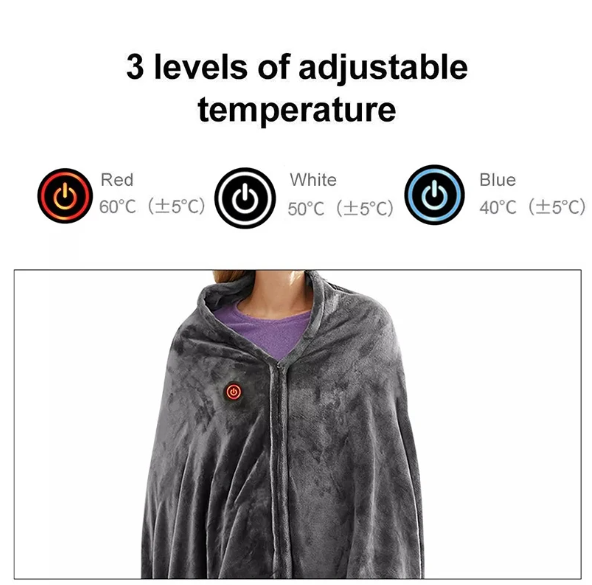 Rechargeable Heating Blanket 3 levels adjustable temperature